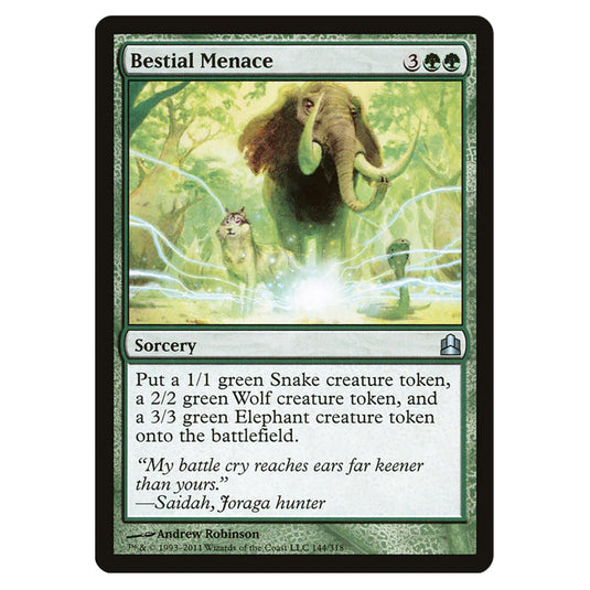 Bestial Menace 144 card from the Magic The Gathering set Commander 2011