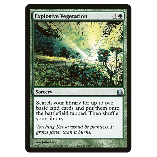Explosive Vegetation 153 card from the Magic The Gathering set Commander 2011