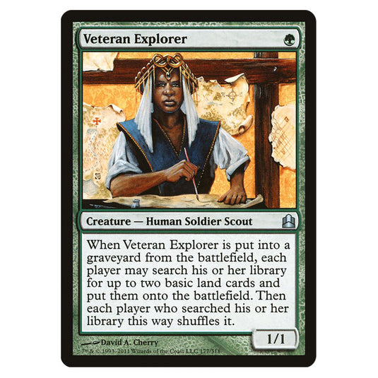 Veteran Explorer 177 card from the Magic The Gathering set Commander 2011