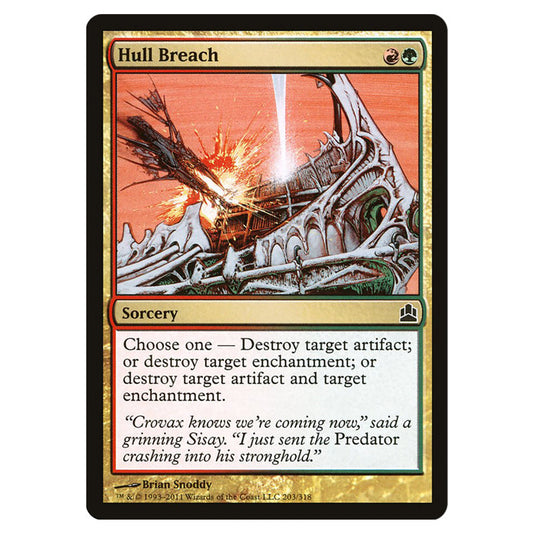 Hull Breach 203 card from the Magic The Gathering set Commander 2011