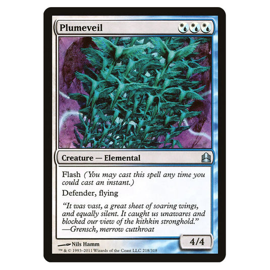Plumeveil 218 card from the Magic The Gathering set Commander 2011