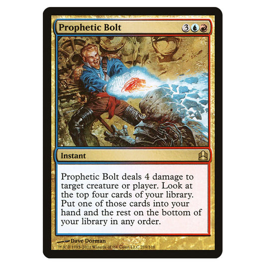 Prophetic Bolt 219 card from the Magic The Gathering set Commander 2011