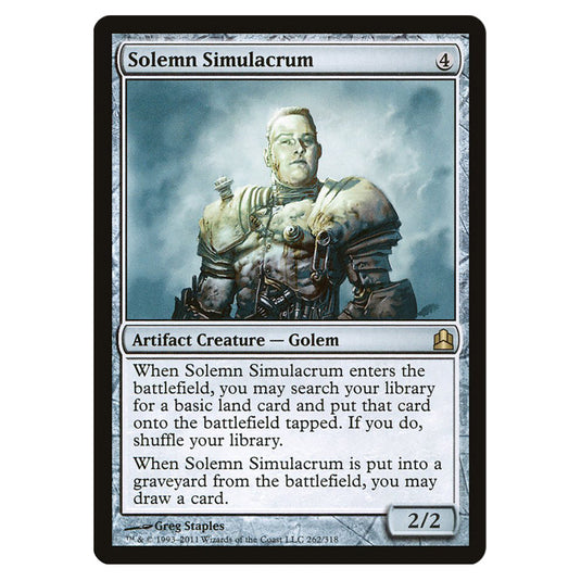 Solemn Simulacrum 262 card from the Magic The Gathering set Commander 2011