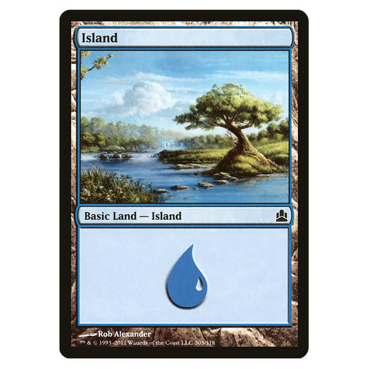 Island 303 card from the Magic The Gathering set Commander 2011