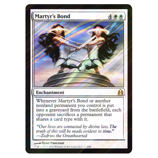 Martyr's Bond 19 card from the Magic The Gathering set Commander 2011