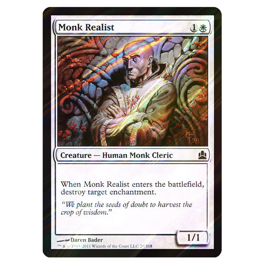 Monk Realist 20 card from the Magic The Gathering set Commander 2011