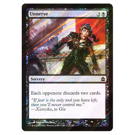 Unnerve 105 card from the Magic The Gathering set Commander 2011