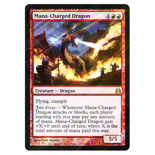 Mana-Charged Dragon 129 card from the Magic The Gathering set Commander 2011