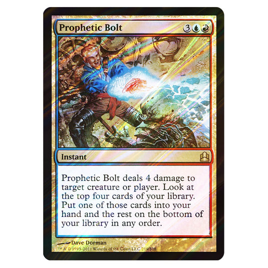 Prophetic Bolt 219 card from the Magic The Gathering set Commander 2011