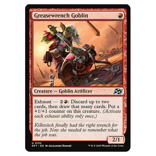 Greasewrench Goblin 0132 card from the Magic The Gathering set Aetherdrift