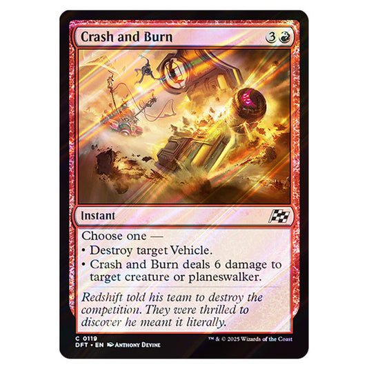 Crash and Burn 0119 card from the Magic The Gathering set Aetherdrift