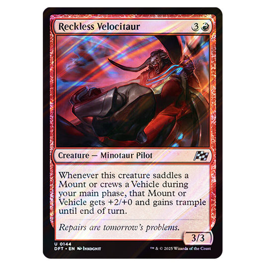Reckless Velocitaur 0144 card from the Magic The Gathering set Aetherdrift