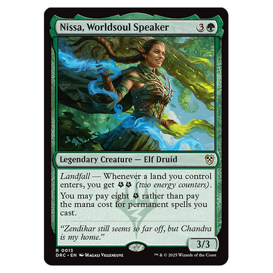 Nissa, Worldsoul Speaker 0013 card from the Magic The Gathering set Aetherdrift Commander
