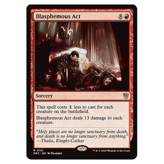 Blasphemous Act 0101 card from the Magic The Gathering set Aetherdrift Commander