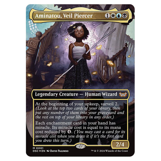 Aminatou, Veil Piercer 001 card from the Magic The Gathering set Duskmourn: House of Horror Commander