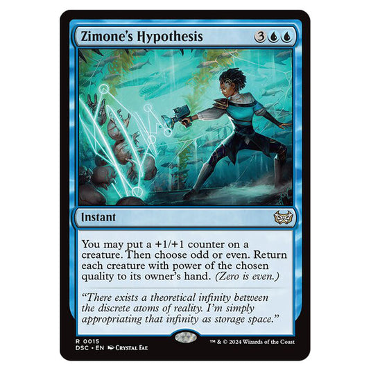 Zimone's Hypothesis 015 card from the Magic The Gathering set Duskmourn: House of Horror Commander