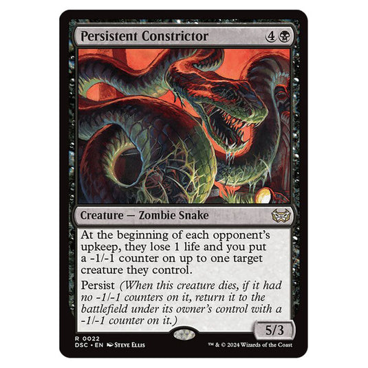 Persistent Constrictor 022 card from the Magic The Gathering set Duskmourn: House of Horror Commander