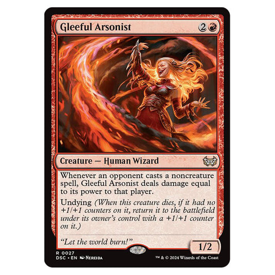 Gleeful Arsonist 027 card from the Magic The Gathering set Duskmourn: House of Horror Commander