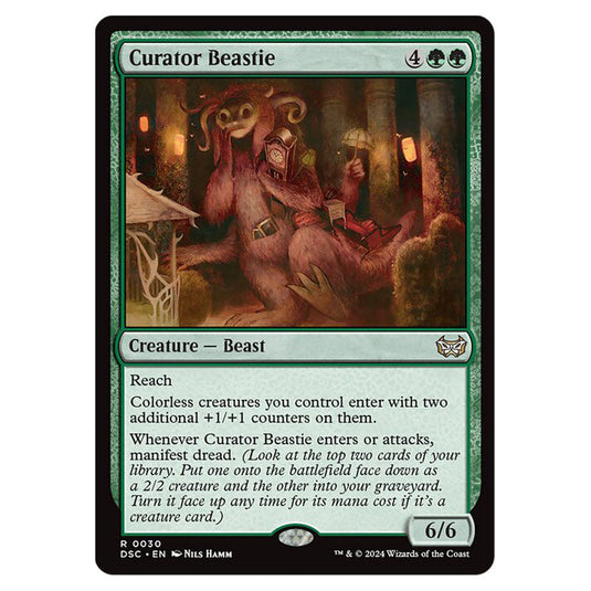 Curator Beastie 030 card from the Magic The Gathering set Duskmourn: House of Horror Commander