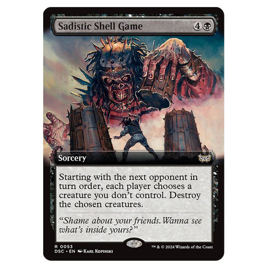 Sadistic Shell Game 053 card from the Magic The Gathering set Duskmourn: House of Horror Commander