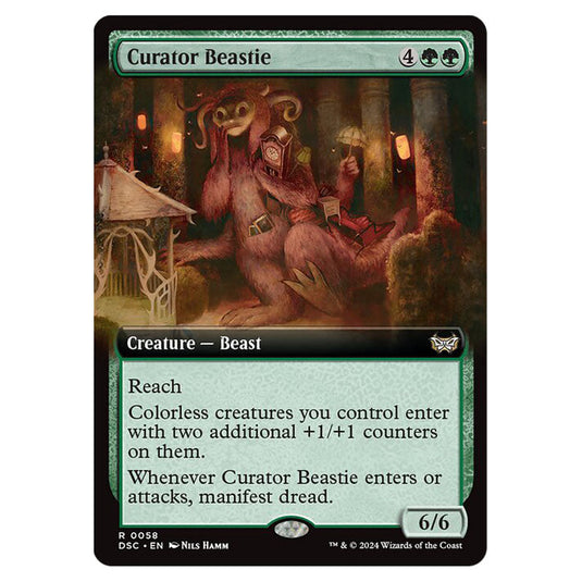 Curator Beastie 058 card from the Magic The Gathering set Duskmourn: House of Horror Commander