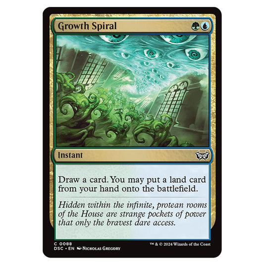 Growth Spiral 088 card from the Magic The Gathering set Duskmourn: House of Horror Commander