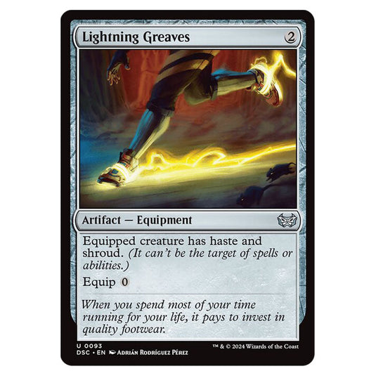 Lightning Greaves 093 card from the Magic The Gathering set Duskmourn: House of Horror Commander