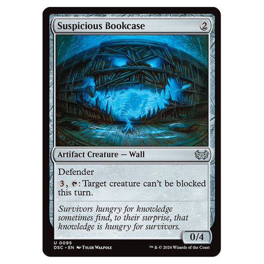 Suspicious Bookcase 095 card from the Magic The Gathering set Duskmourn: House of Horror Commander