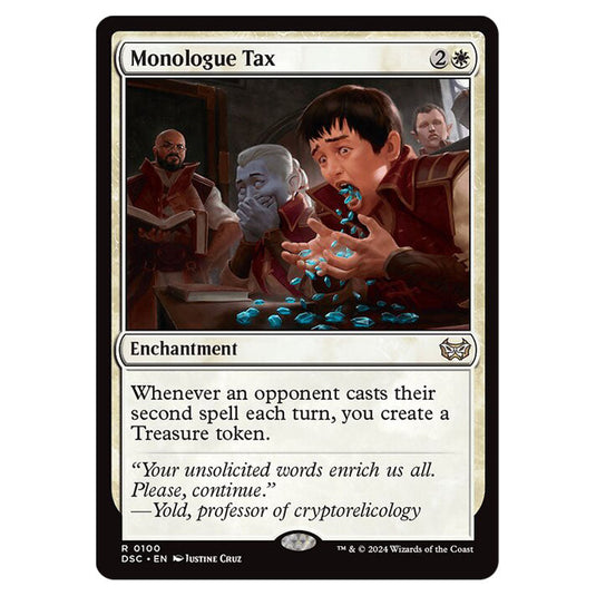 Monologue Tax 100 card from the Magic The Gathering set Duskmourn: House of Horror Commander