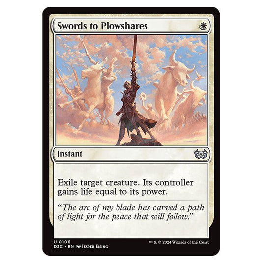 Swords to Plowshares 106 card from the Magic The Gathering set Duskmourn: House of Horror Commander