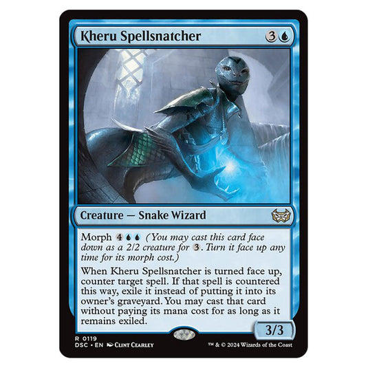 Kheru Spellsnatcher 119 card from the Magic The Gathering set Duskmourn: House of Horror Commander