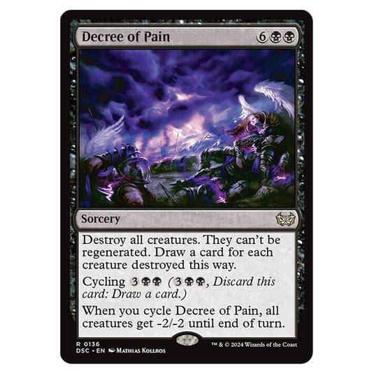 Decree of Pain 136 card from the Magic The Gathering set Duskmourn: House of Horror Commander