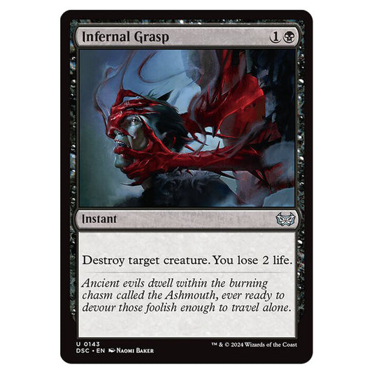 Infernal Grasp 143 card from the Magic The Gathering set Duskmourn: House of Horror Commander