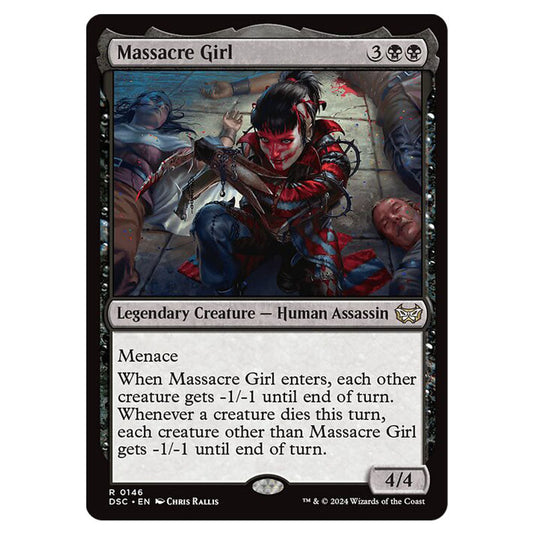 Massacre Girl 146 card from the Magic The Gathering set Duskmourn: House of Horror Commander