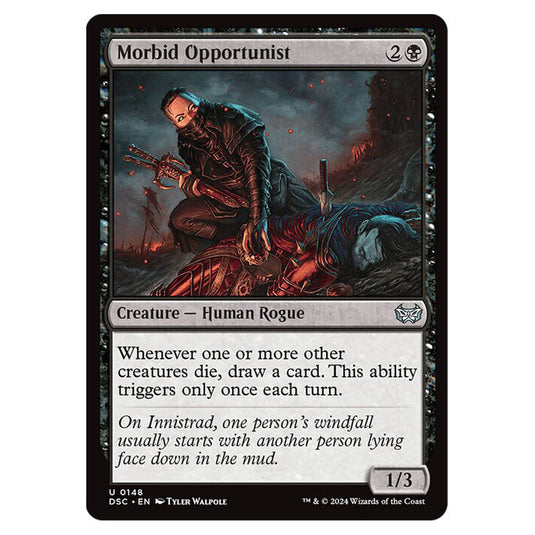 Morbid Opportunist 148 card from the Magic The Gathering set Duskmourn: House of Horror Commander