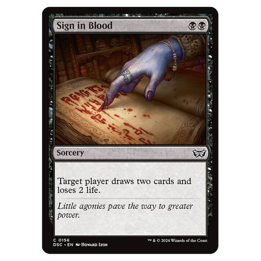 Sign in Blood 156 card from the Magic The Gathering set Duskmourn: House of Horror Commander