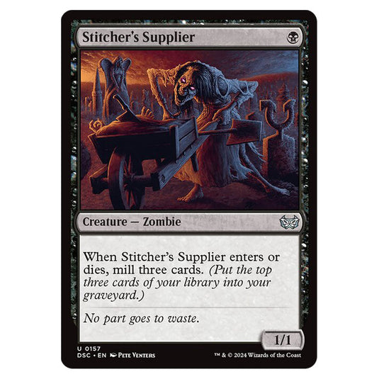 Stitcher's Supplier 157 card from the Magic The Gathering set Duskmourn: House of Horror Commander