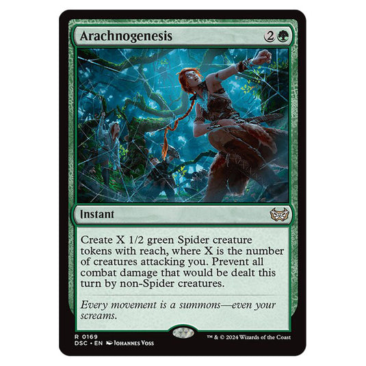 Arachnogenesis 169 card from the Magic The Gathering set Duskmourn: House of Horror Commander