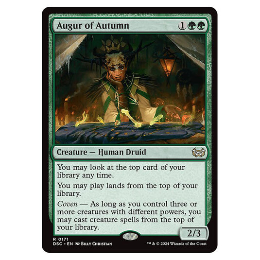 Augur of Autumn 171 card from the Magic The Gathering set Duskmourn: House of Horror Commander