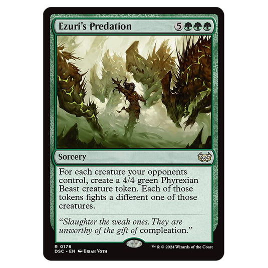 Ezuri's Predation 178 card from the Magic The Gathering set Duskmourn: House of Horror Commander