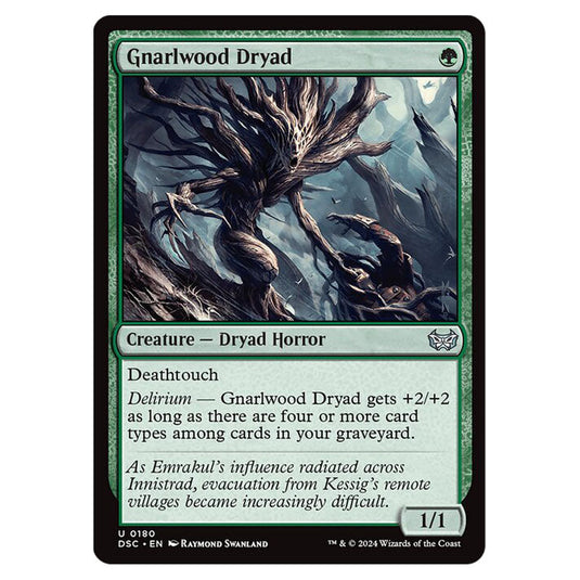 Gnarlwood Dryad 180 card from the Magic The Gathering set Duskmourn: House of Horror Commander