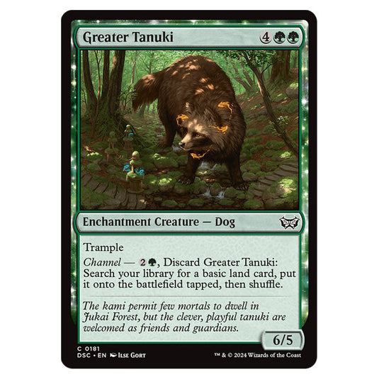 Greater Tanuki 181 card from the Magic The Gathering set Duskmourn: House of Horror Commander