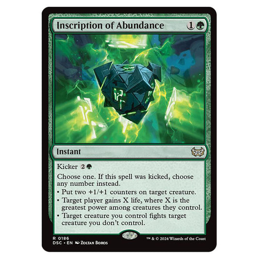 Inscription of Abundance 186 card from the Magic The Gathering set Duskmourn: House of Horror Commander