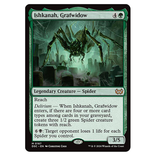 Ishkanah, Grafwidow 187 card from the Magic The Gathering set Duskmourn: House of Horror Commander