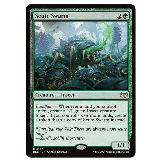 Scute Swarm 197 card from the Magic The Gathering set Duskmourn: House of Horror Commander