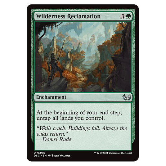 Wilderness Reclamation 205 card from the Magic The Gathering set Duskmourn: House of Horror Commander