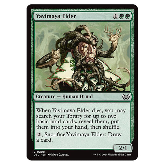 Yavimaya Elder 208 card from the Magic The Gathering set Duskmourn: House of Horror Commander