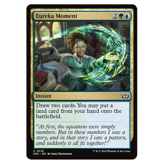 Eureka Moment 216 card from the Magic The Gathering set Duskmourn: House of Horror Commander