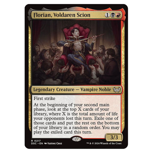 Florian, Voldaren Scion 217 card from the Magic The Gathering set Duskmourn: House of Horror Commander