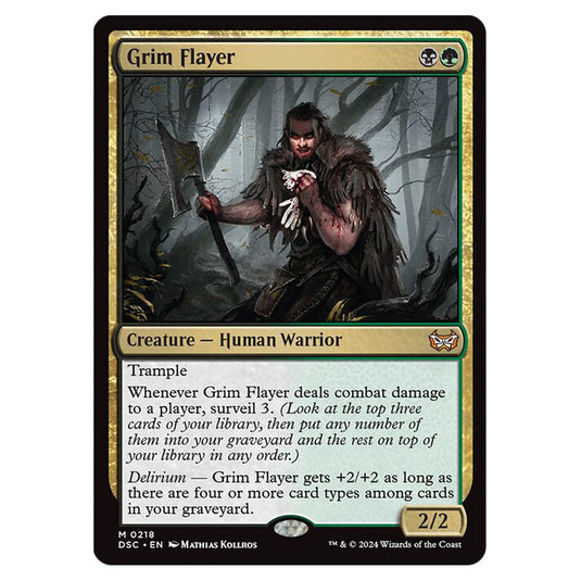 Grim Flayer 218 card from the Magic The Gathering set Duskmourn: House of Horror Commander